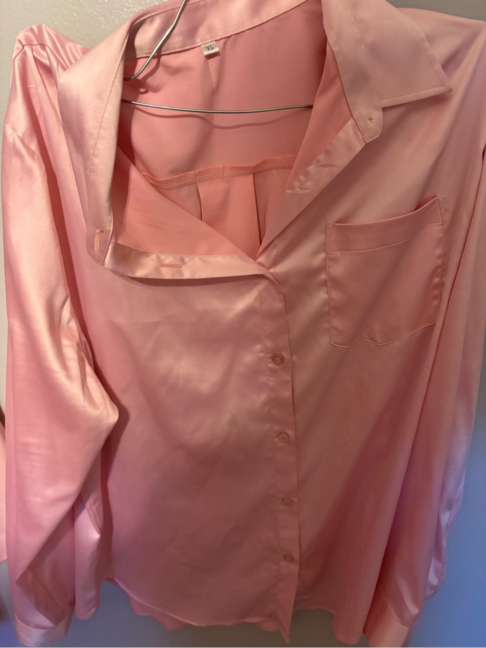 Silky Pink Button-Up Blouse
